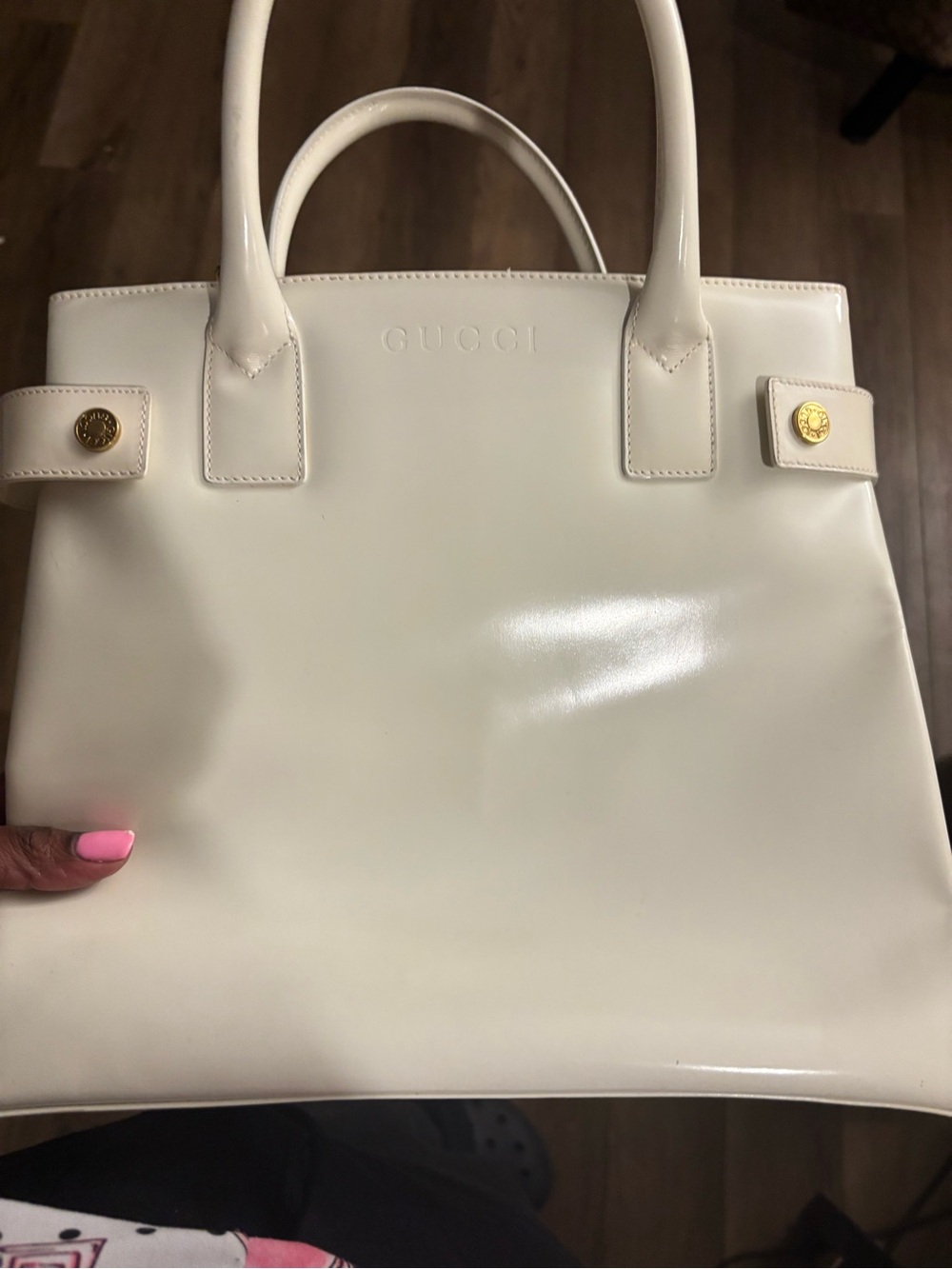 Gucci Cream Leather Tote with Gold Hardware